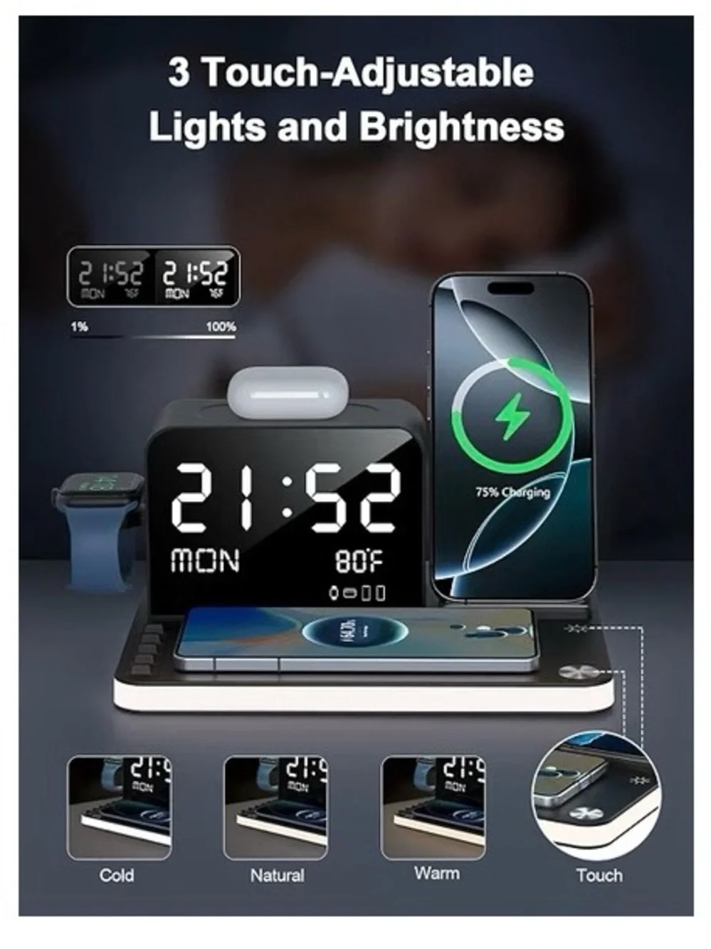 7-in-1 Wireless Charging Station for Multiple Devices, Wireless Charger.New